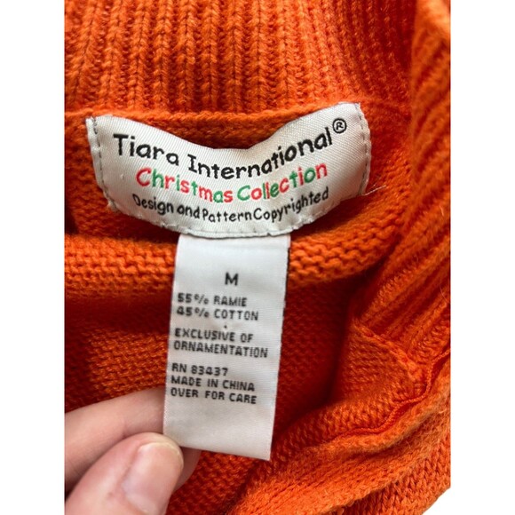 VTG Tiara international Snowman Christmas Collection Beaded Knit Sweater Zip XL - Picture 7 of 8